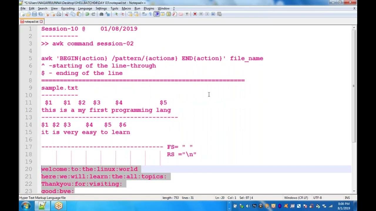 Shell scripting | awk2 and conditional statements Classroom training ...