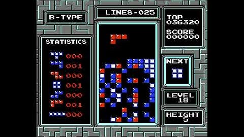 NES Tetris B Type 18-5 Cleared