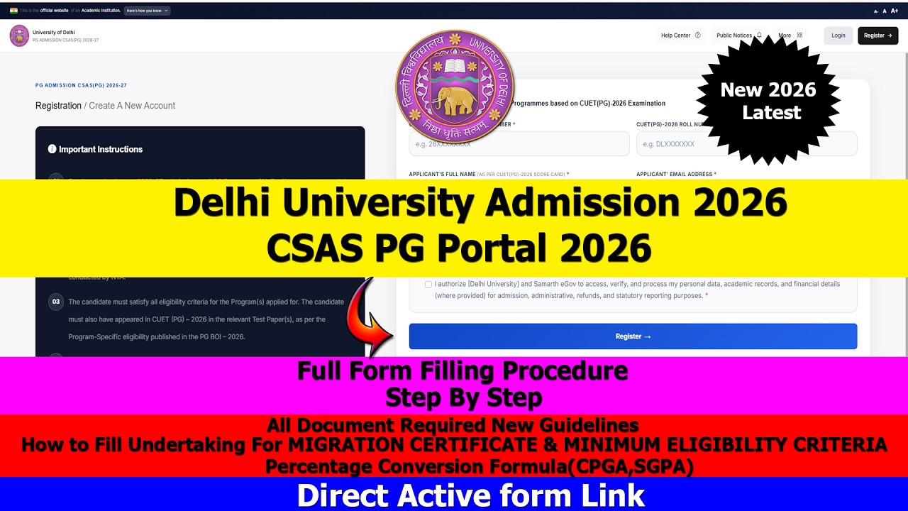 DU CSAS PG PORTAL 2026 Form Out | How to Fill Form | Step By Step ...