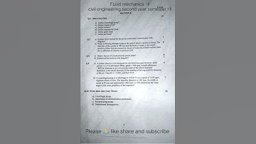 Fluid mechanics -II question paper civil engineering second year semester -II