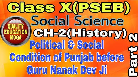 PSEB Class-10 Social Science Ch-2 Political & Social Condition of Punjab Before Guru Nanak Dev Ji
