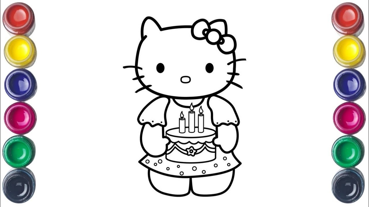 Hello Kitty With Cake 🍥🎂🥳 | How to Draw Hello Kitty Drawing | Easy Hello Kitty Drawing - YouTube