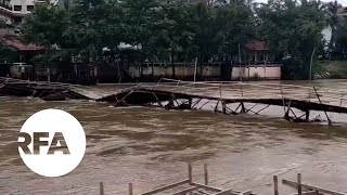 Flooding Washes Away Popular Tourist Bridge in Laos