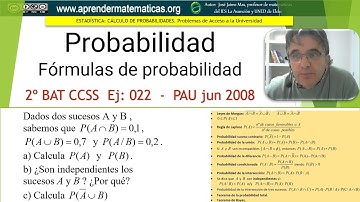 Fórmulas de probabilidad. PAU ccss2 junio 2008 A4. José Jaime Mas