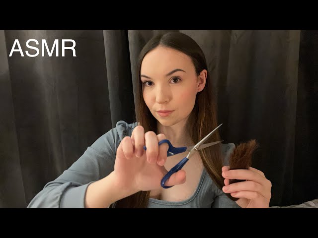 ASMR Haircut (my hair!) ✂️ Whispering, Hair Brushing, Scissors, Hair cutting For Tingles & Sleep