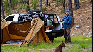 Nature ASMR . Solo Camping with My Dog from my Truck . Silent Vlog
