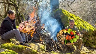 A DAY IN THE MOUNTAINS | COOKING CHICKEN ANCIENT WAY - IN A MUD OVEN STOVE