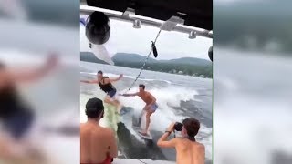 Wakesurfer Steals The Wake Of Another Man