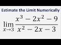 Estimate the Limit Numerically: (x^3 - 2x^2 - 9)/(x^2 - 2x - 3) as x approaches 3