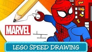 How to draw Spiderman - Come disegnare Spiderman (LEGO Marvel Super Heroes Speed Drawing)
