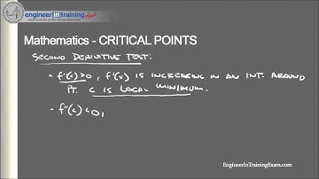 Critical Points of a Function -- Fundamentals of Engineering FE EIT Exam Review