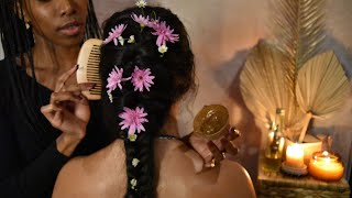 ASMR EXTREMELY Relaxing Hair Treatment, Hair Style, Neck & Shoulders Oil Massage, Aloe GEL, Scalp