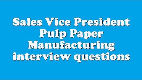Sales Vice President Pulp Paper Manufacturing interview questions