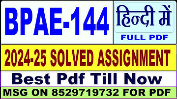 BPAE 144 solved assignment 2024-25 || bpae 144 solved assignment 2025 in Hindi || ignou bpae144