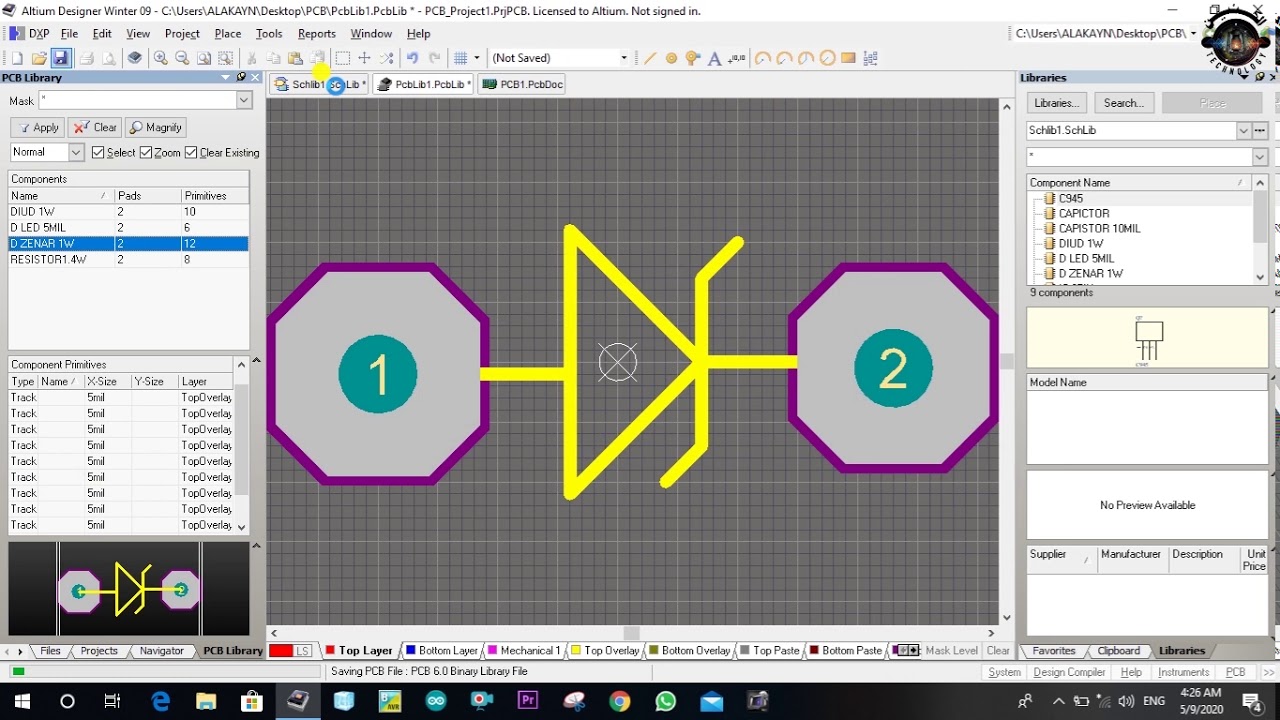 tutorial altium designer schematic library and PCB library 5 - YouTube