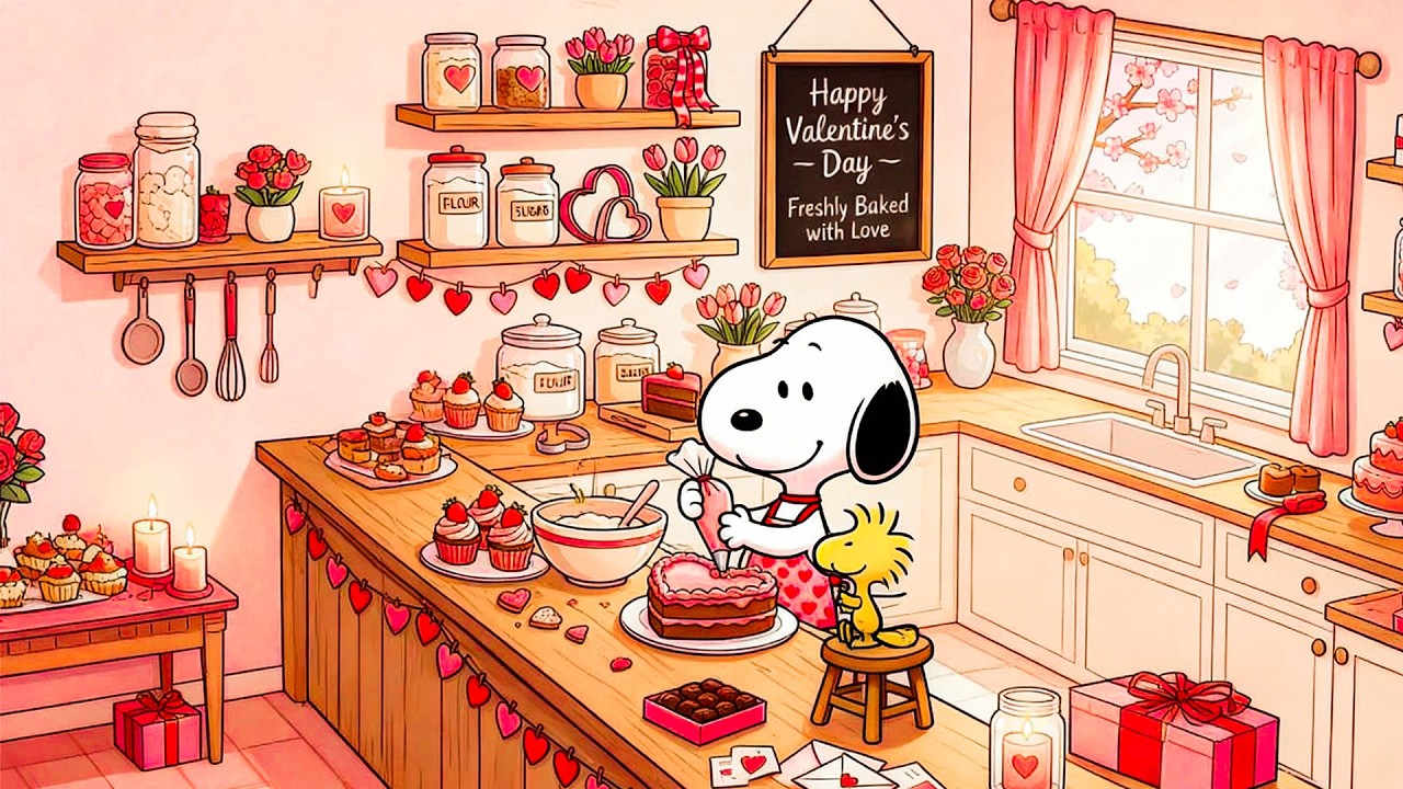 Выпекаем печенье ко Дню святого Валентина вместе со Снупи 🍪 Нежный уютный джаз для любви, счастли...
