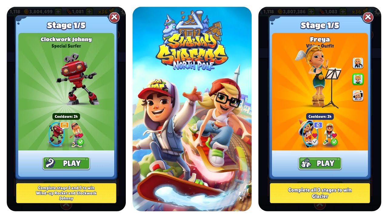 Subway Surfers North Pole 2023 vs No Floor Challenge Plant Invasion vs Xmas Challenge Subway City