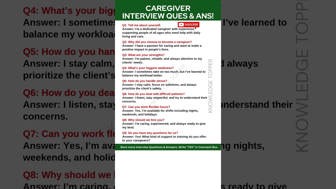Caregiver Interview Questions And Answers