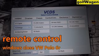 VW Polo 6R windows close via remote control coding VCDS