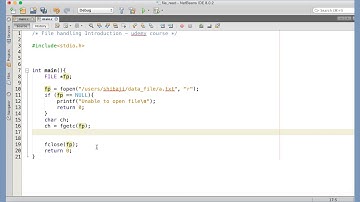 108 Reading content of a text file character by character using fgetc