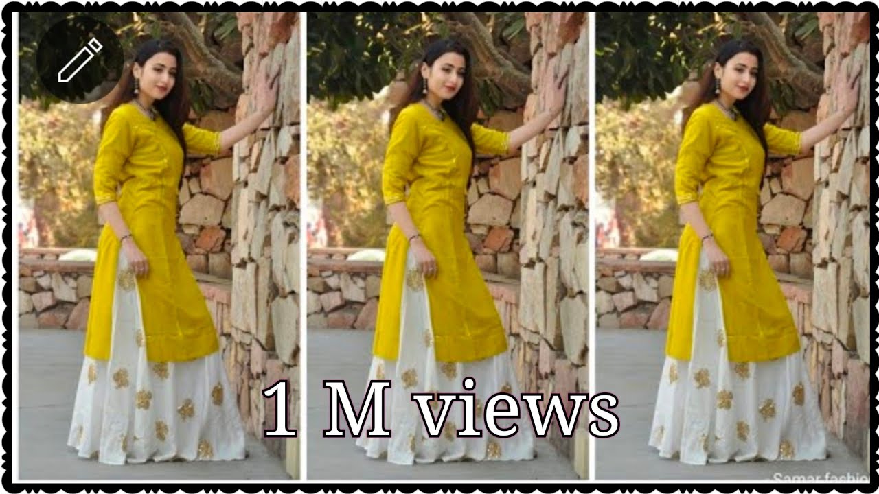 Libas Women Mustard Yellow Floral Embroidered Empire Mirror Work Kurti with  Palazzos & With Dupatta - Absolutely Desi