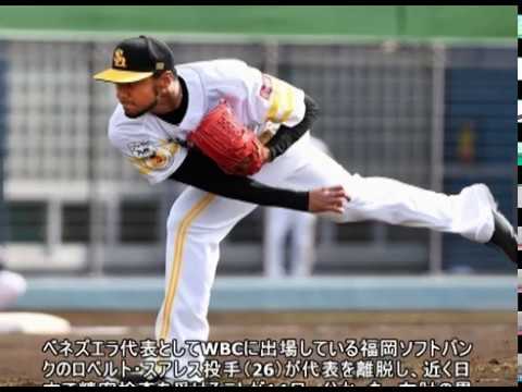 【プロ野球】WBC で突然降板 ホークス・スアレス右肘重傷か  ロベルト・スアレス