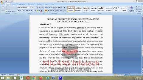 CRIMINAL PREDICTION USING MACHINE LEARNING ALGORITHMS PYTHON  PROJECT 2020