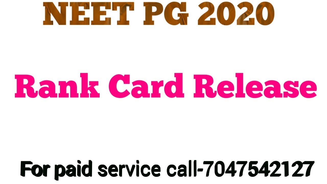 NEET PG 2020 Rank Card Release YouTube neet-pg-2020-rank-card-release-youtube
