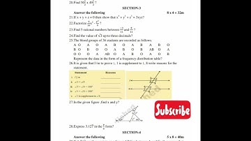 9th class SA-1 Mathematics question paper 2022-2023
