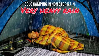 SOLO CAMPING HEAVY RAIN  HIKING IN LONG HEAVY RAIN NON STOP  ASMR