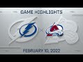 NHL Highlights | Lightning vs. Avalanche - Feb. 10, 2022