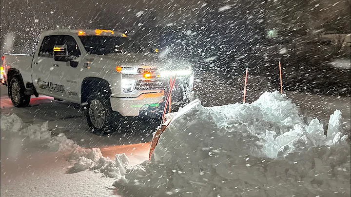 PLOWING WITH THE NEW SNO POWER F14 TRUCK PLOW! @sn...