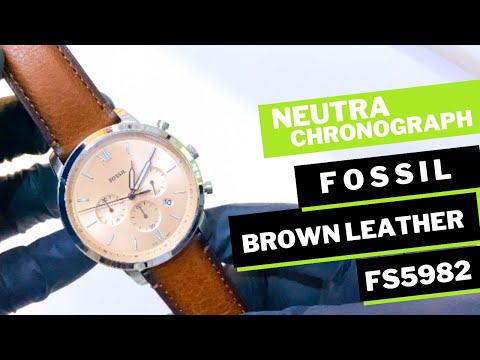 Fossil Neutra Chronograph Brown Leather Strap FS5982 - YouTube