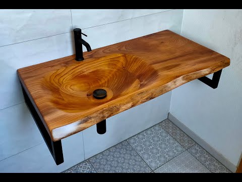 Waschbecken aus Holz CNC gefräst DIY