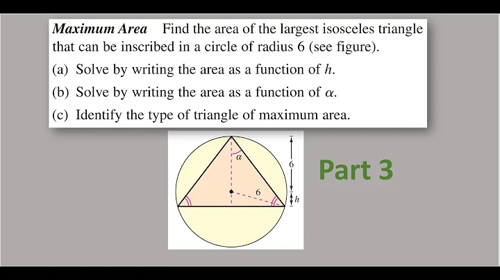 Find the area of the largest Isosceles triangle that can be inscribed in a circle of radius 6 Prt 3