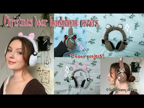 Christmas bear headphone accessory crochet tutorial🧸🎄 | any size headphones! | thisfairymade (video tutorial)