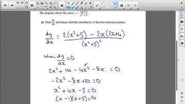 C3 June 2014 q8i - A2 Maths - Product Rule/Quotient Rule
