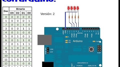 Contador binario 4 bits con arduino Versión 2
