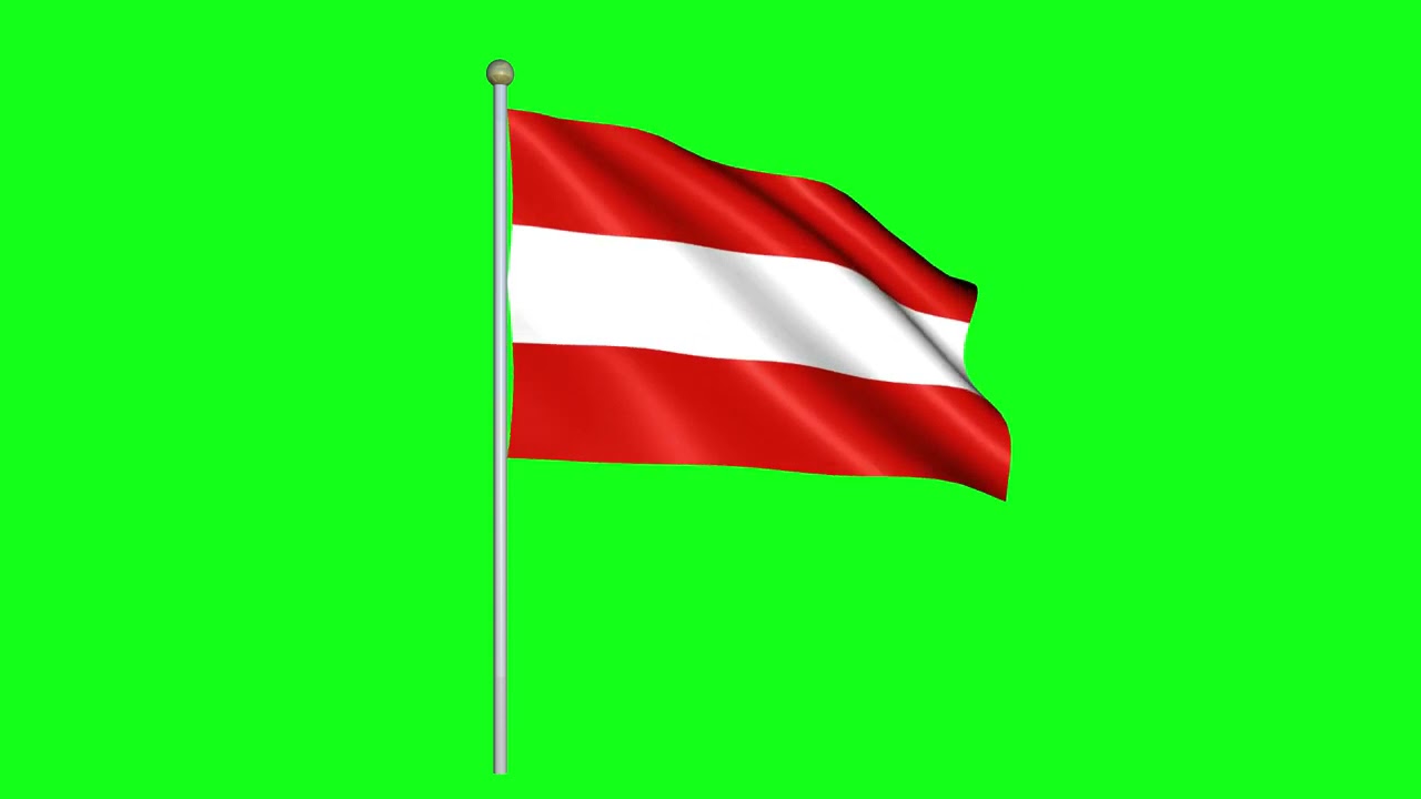 Austria Flag With Pole    Free HD Green Screen Footage