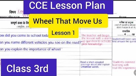 CCE SIQE lesson plan Class 3rd Lesson I || Wheel That Move Us || Lesson Plan dairy 2025-26