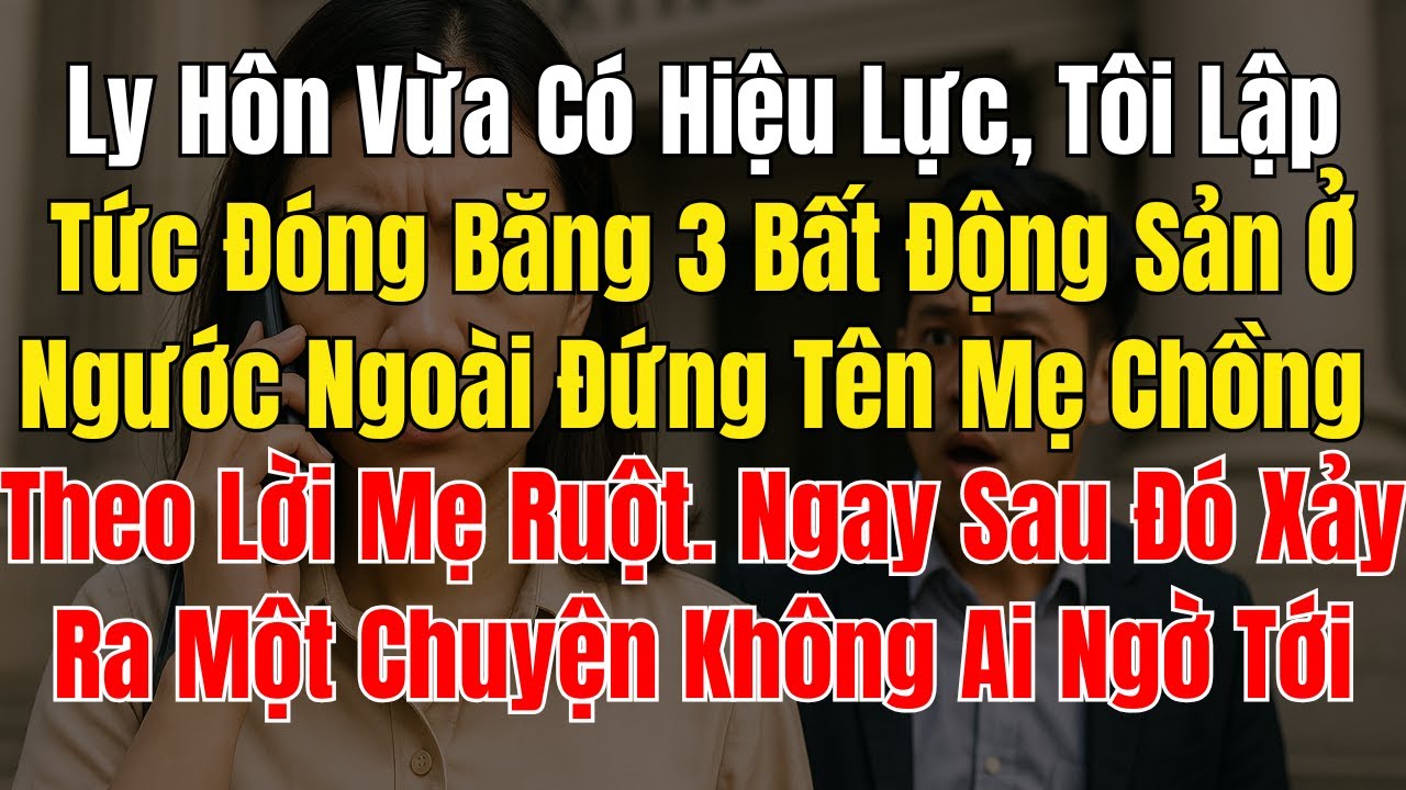 Ly Hôn Vừa Có Hiệu Lực, Tôi Lập Tức Đóng Băng 3 Bất Động Sản Ở Ngước Ngoài Đứng Tên Mẹ Chồng