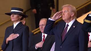President Donald Trump reviews the troops in post-inauguration military performance