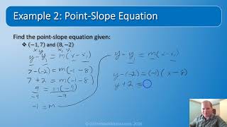 Writing Equations in Point Slope Form, Integrated Math 1 (4.3)