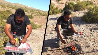 Cocinando al aire libre en el desierto