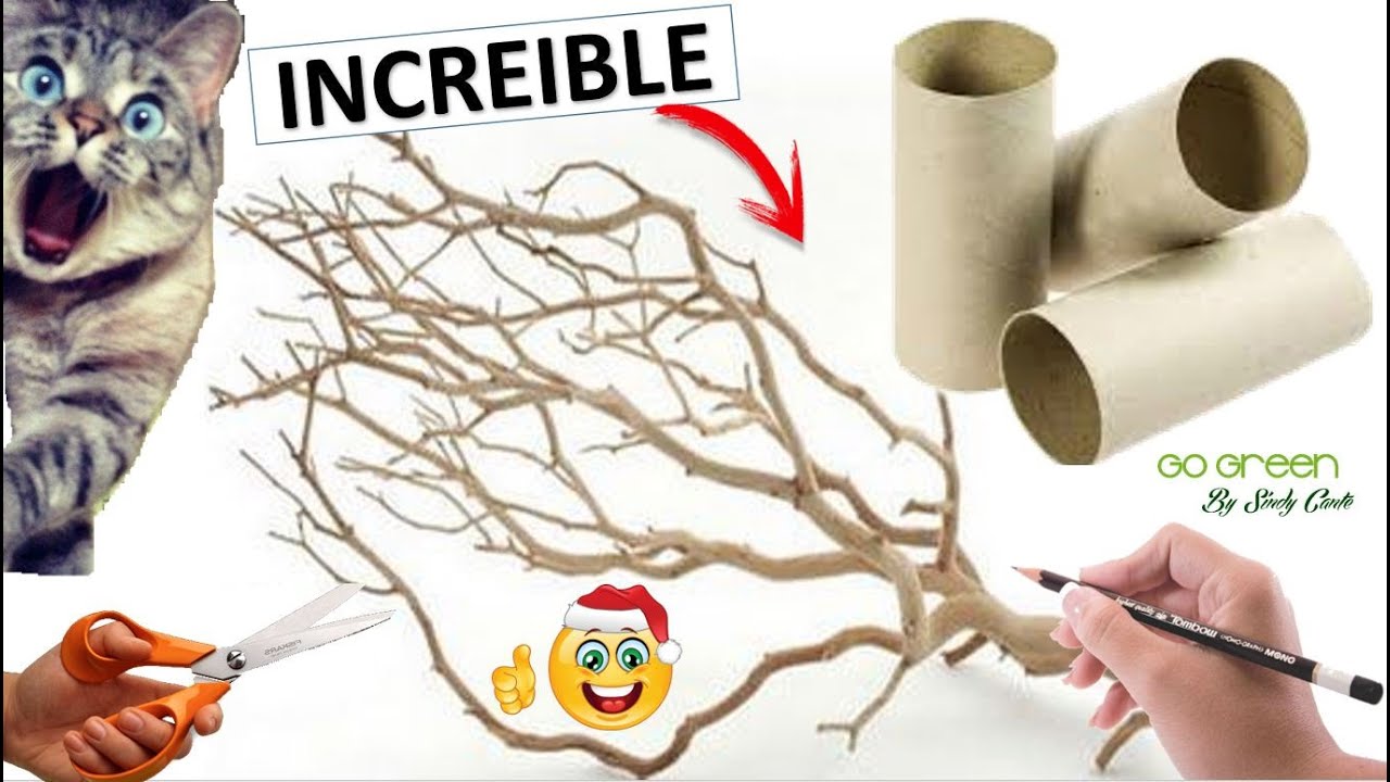 ÁRBOL DE NAVIDAD CON RAMAS SECAS Y TUBOS DE PAPEL HIGIÉNICO? DECORACIÓN  NAVIDEÑA 2020 - YouTube