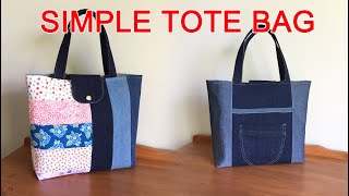 TOTE BAG SEWING TUTORIAL | JEANS BAG FROM OLD JEANS | EASY PATCHWORK PATTERNS | BAG SEWING TUTORIAL