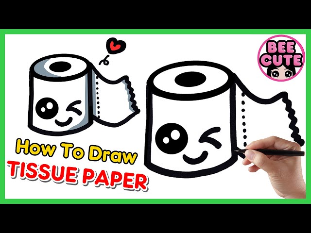 How To Draw A Tissue Paper Roll, Draw Cute Tissure Paper
