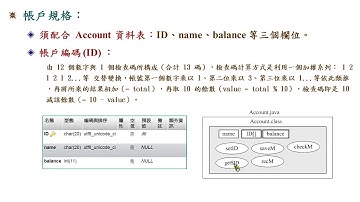 Java 程式設計(二)_MySQL 專題：步驟(1) 建立帳戶規格