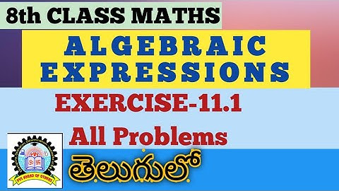 8th Class Maths Algebraic Expressions Exercise 11.1 in Telugu