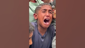 Hungry children struggle for food handouts in Gaza
